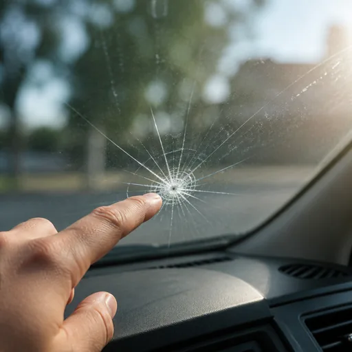 Image générée par intelligence artificielle Pare-brise : gérer impacts et fissures avant de vendre — illustration générée par IA